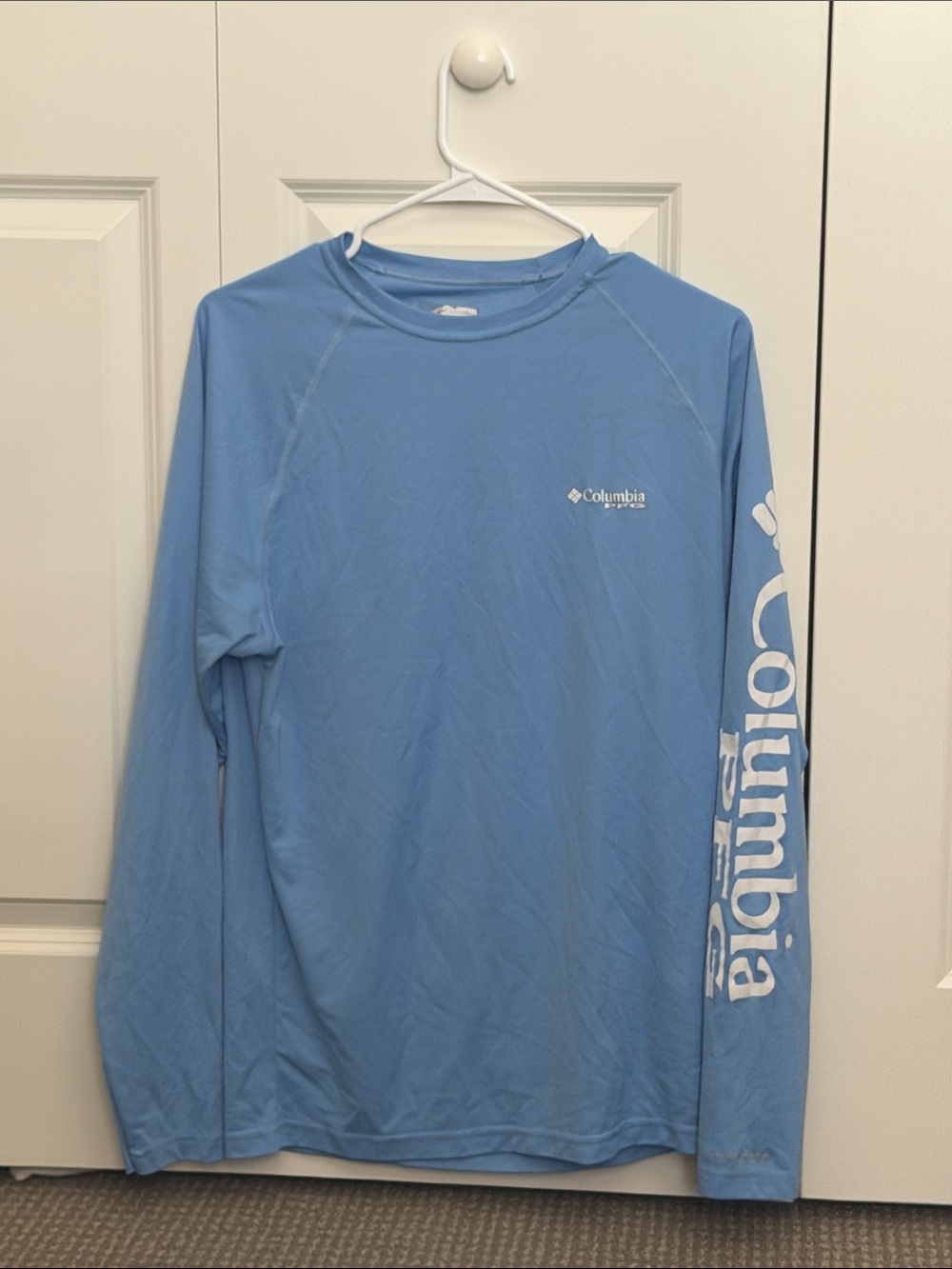 Columbia Men's Long Sleeve Performance Shirt - Sky Blue with White Logo